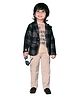 Dotson Full Sleeves Checkered 3 Piece Party Wear Set - Beige