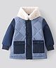 Bonfino Woven Full Sleeves Color Block Jacket with Contrast Collar - Blue