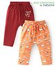 Babyoye 100% Organic Cotton With Eco Jiva Finish Full Length Diaper Leggings With Farm Animals Print Pack of 2 - Orange & Red