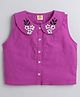 Aww Hunnie Sleeveless Floral Embroidered Peter Pan Collared Top - Purple
