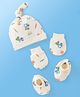 Babyoye 100% Cotton With Eco Jiva Finish Car Printed  Cap Mitten & Booties Multicolour- Diameter 10.5 cm