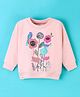 OLLYPOP Cotton Looper Knit Full Sleeves Sweatshirt Floral Print - Pink