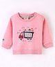 OLLYPOP Fleece Cotton Knit Full Sleeves Sweatshirt Truck Print - Powder Pink