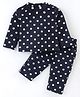 Kanvin Brushed Velour Winter Night Suit Extra Warm with Polka Dots Print - Navy