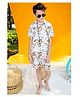CAVIO Half Sleeves Abstract Comic Slang Printed Hooded Co Ord Set - Orange