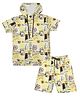 CAVIO Half Sleeves Abstract Printed Hooded Co Ord Set - Yellow