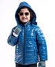 Babyhug Full Sleeves Solid Colour Padded Jacket with Detachable Hood - Blue