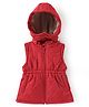 Babyhug Woven Sleeveless Solid Jacket with Hood - Red