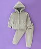 Kanvin Cotton Mettalised Fibre Velour Full Sleeves Solid Color Winter Wear Hooded Suit - Green