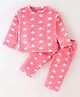 Kanvin Supersoft Extra Warm Velour Full Sleeves Winter Night Suit With Star Print - Fuchsia