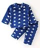 Kanvin Supersoft Extra Warm Velour Full Sleeves Winter Night Suit With Star Print - Navy Blue