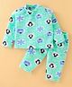 Kanvin Supersoft Extra Warm Velour Full Sleeves Winter Night Suit with Penguin Print - Mint Green