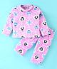 Kanvin Supersoft Extra Warm Velour Full Sleeves Winter Wear Night Suit with Penguin Print - Lilac