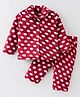 Kanvin Supersoft Extra Warm Velour Full Sleeves Winter Night Suit With Polka Dots Print - Maroon