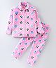 Kanvin Supersoft Extra Warm Velour Full Sleeves Winter Night Suit With Penguin Print - Pink