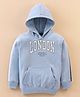 Doreme Fleece Full Sleeves Hooded Sweatshirt Text Print- Blue