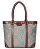 The Clownfish Printed Handicraft Fabric & Faux Leather Miranda Series 15.6 inch Laptop Bag - Light Green