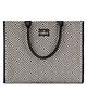 THE CLOWNFISH Opulence Series Multipurpose Handbag For Women Box Bag 14 inch Laptop Tote Printed Handicraft Fabric & Faux Leather Bag (Black-Geometric Design)