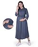 Mamma's Maternity Three Fourth Sleeves Rayon Polka Dots Printed  Maternity & Feeding Dress - Grey
