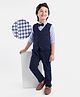 Mark & Mia Full Sleeves Checkered Party Suit with Bow Tie - Blue