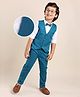 Mark & Mia Full Sleeves 3 Pieces Party Suit with Waist Coat & Bow Detailing -  Teal Blue
