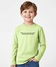 Doreme Cotton Single Jersey Full Sleeves T-Shirt Text Print- Green