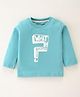 Doreme Cotton Single Jersey Full Sleeves T-Shirt Text Print- Blue