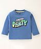 Doreme Cotton Single Jersey Full Sleeves T-Shirt Text Print- Blue