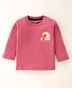Doreme Cotton Single Jersey Full Sleeves T-Shirt Text Print- Crimson Pink
