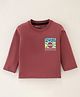 Doreme Cotton Single Jersey Full Sleeves T-Shirt Text Print- Brick Red