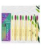 Purexa Kids Bamboo Toothbrush with Super Soft Bristles & Easy Grip Handle  Sea Green & Brilliant Purple Colored Bristles - Pack of 10