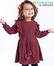 Babyoye Eco Conscious 100% Cotton Solid Cable Knit Full Sleeves Sweater Frock - Red