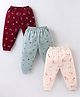 Mini Donuts Full Length Lounge Pants Animal Print Pack Of 3 - Green Peach & Maroon
