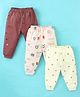 Mini Donuts Cotton Full Length Lounge Pants Lion & Stars Print Pack Of 3 - Brown Beige Yellow