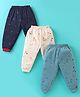 Mini Donuts Full Length Lounge Pants Star Print Pack Of 3 - Navy Blue & Cream