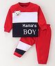 Child World Cotton Knit Full Sleeves Text Printed Sweatshirt & Lounge Pant Set - Red