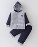 Doreme Interlock Cotton Full Sleeves Striped Hooded Winter Wear Suits - Navy Blue