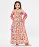 Babyhug Sleeveless Sequenced Choli With Lehenga And Dupatta Floral Print- Pink & Beige