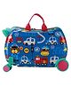 Trolley Luggage Bags Kids Ride on Suitcase and Carry-On Luggage - Blue| Water Resistant| Easy Zipper Closure| Smooth Durable Wheels| Foldable Footrest
