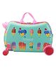 Trolley Luggage Bags Kids Ride on Suitcase and Carry-On Luggage - Green| Water Resistant| Easy Zipper Closure| Smooth Durable Wheels| Foldable Footrest