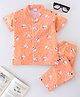 Knotty Kids Ice Toy Theme Half Sleeves Snow & Snowman Printed Coordinating Night Suit - Peach
