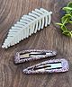 Little Blossom Set Of 3 Shimmer Embellished Feather Detailed Hair Clips - White & Purple