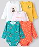 Bonfino 100% Cotton Full Sleeves Animals & Polka Dots Printed Onesies Pack Of 5 - Multicolour