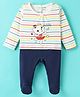 CUCUMBER Interlock Full Sleeves Suit Sleep With Kitty Print - White & Blue