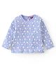Babyhug 100% Cotton Full Sleeves Tee with Floral Graphics - Blue