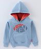 Fido Cotton Looper Knit Full Sleeves Hoodie Text Print - Sky Blue