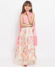 Nauti Nati Sleeveless Sequin Embellished & Embroidered Choli With Seamless Watercolour Effect Floral Printed Lehenga & Dupatta - Pink