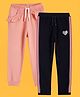 Anthrilo Summer Black Tape And Pretty Peach Frill Comfort Fit Jogger Pack of 2 - Black & Peach
