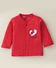 Doreme Single Jersey Full Sleeves Front Open Vest with Kitty Print - Red