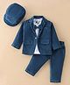 Robo Fry Cotton Full Sleeves Party Suits With Cap Solid Colour - Blue & White